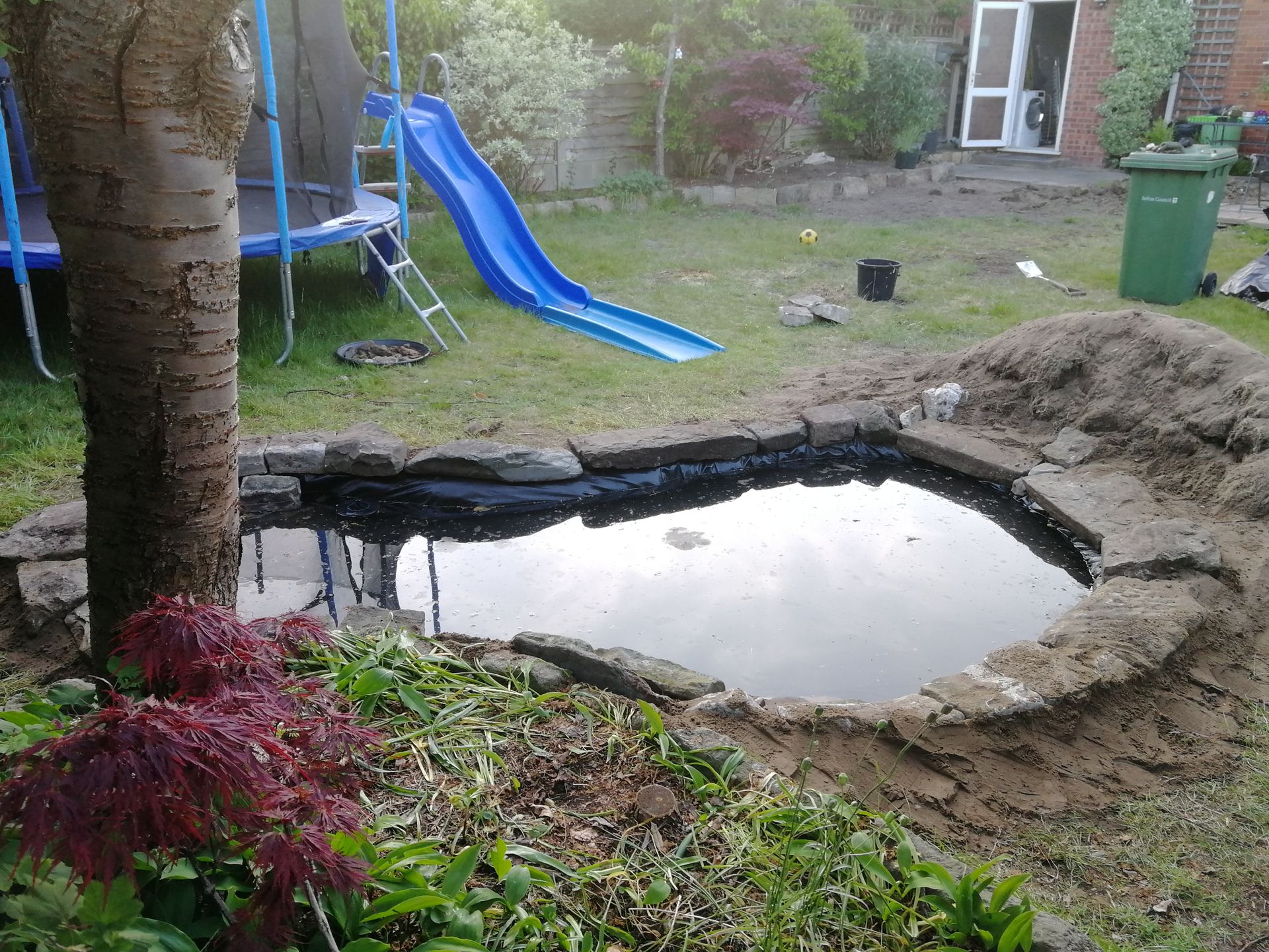 The pond, edged and ready for wildlife