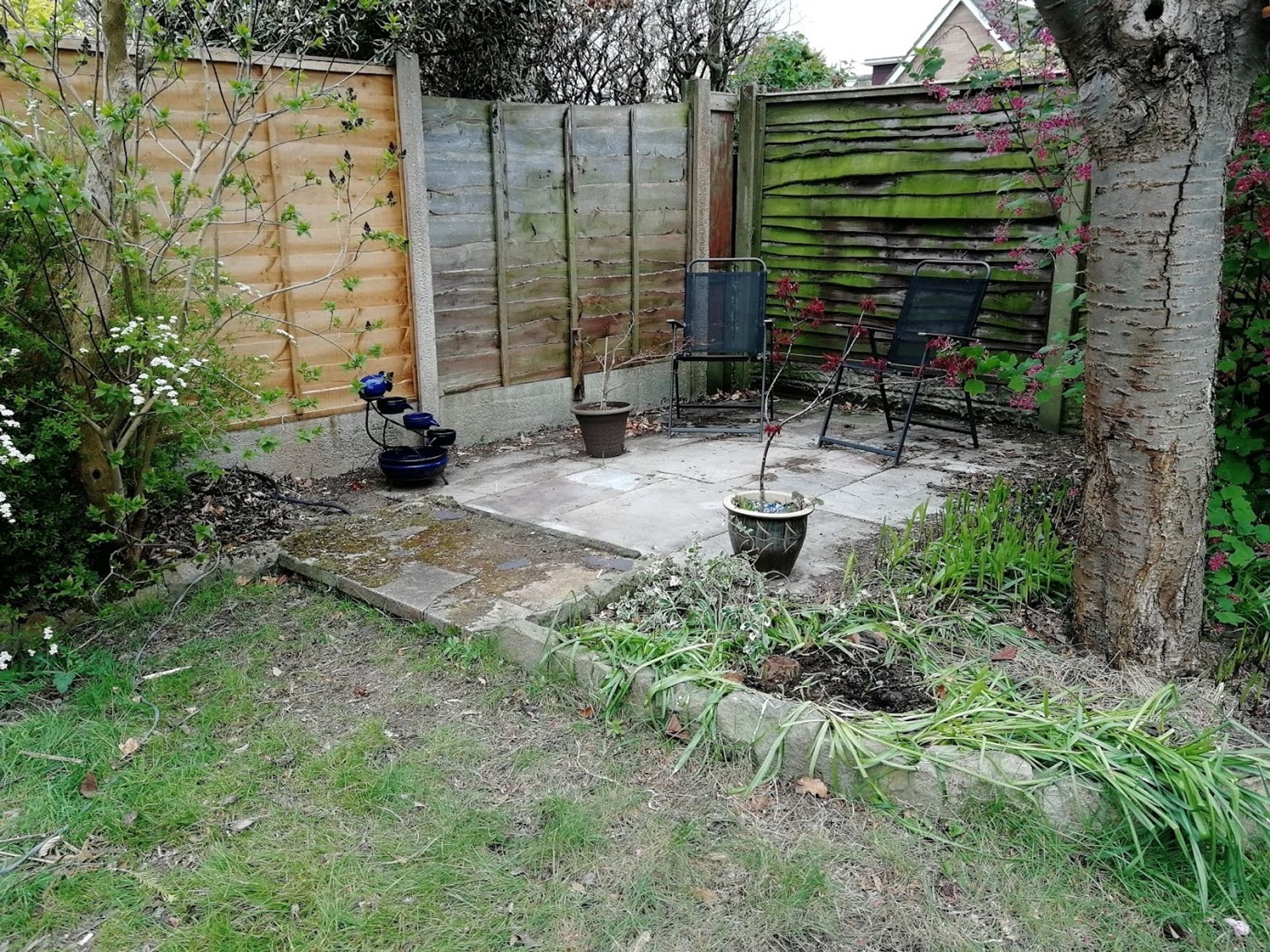 Seating area where the shed used to be